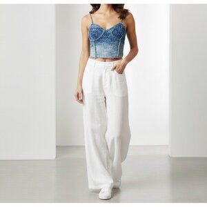 La’ Ros Denim corset Bustier Top LARGE Blue Jean